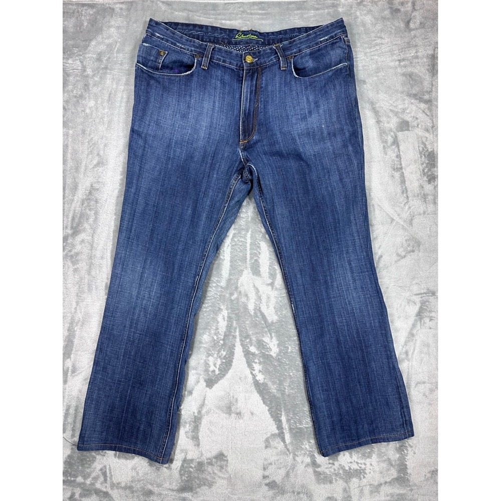 Robert Graham Classic Yates Mens Blue Denim Straight Leg Jeans Size 38 x 30